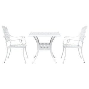 vidaXL Garden Table Set 3 pcs White Cast Aluminum