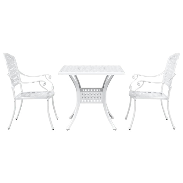 vidaXL Garden Table Set 3 pcs White Cast Aluminum