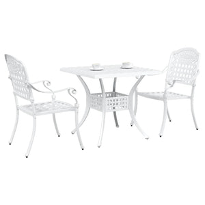 vidaXL Garden Table Set 3 pcs White Cast Aluminum