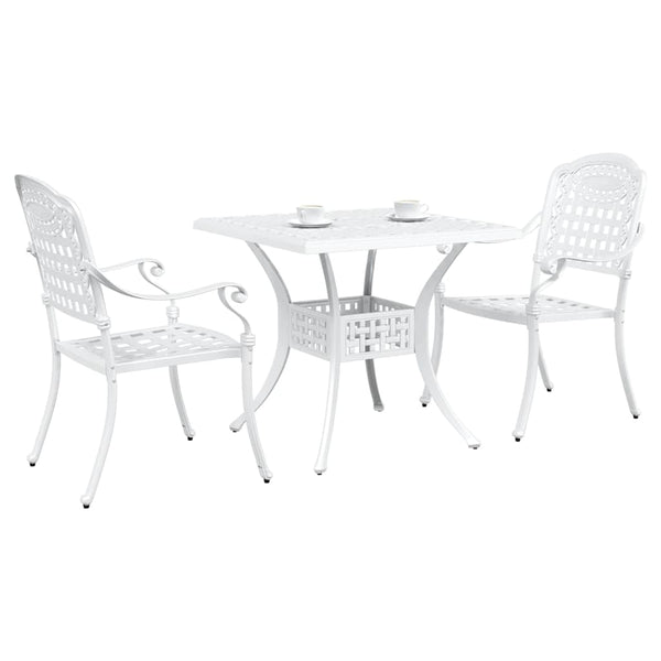 vidaXL Garden Table Set 3 pcs White Cast Aluminum