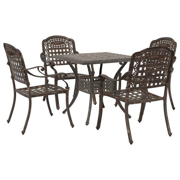 vidaXL Garden Dining Set 5 pcs Bronze Cast Aluminium