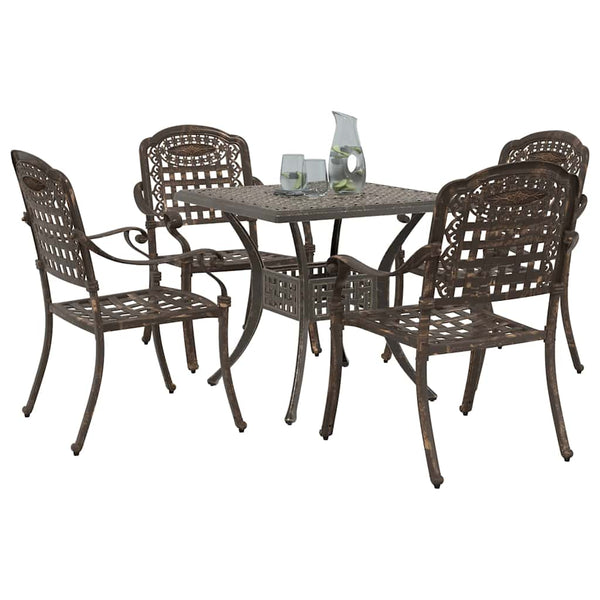 vidaXL Garden Dining Set 5 pcs Bronze Cast Aluminium