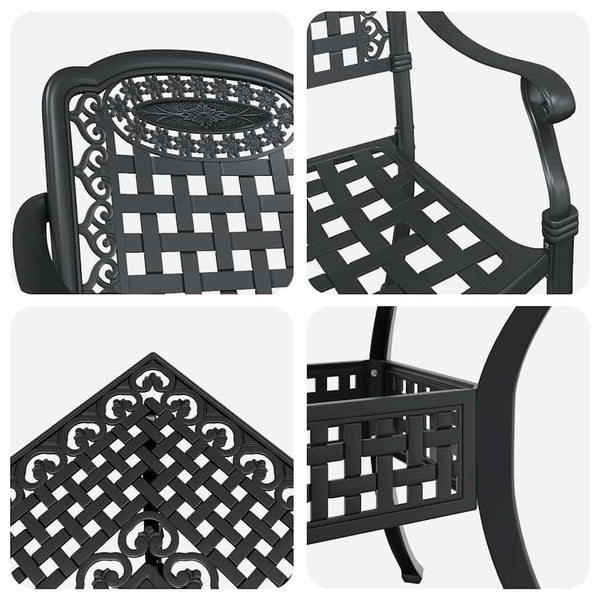 vidaXL Garden Dining Set 5 pcs Black Cast Aluminum
