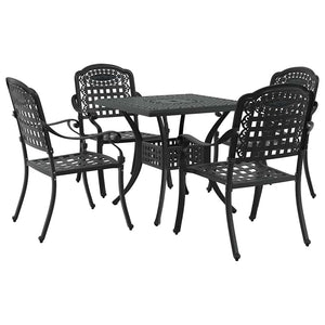 vidaXL Garden Dining Set 5 pcs Black Cast Aluminum