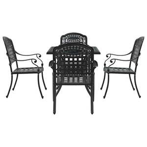 vidaXL Garden Dining Set 5 pcs Black Cast Aluminum