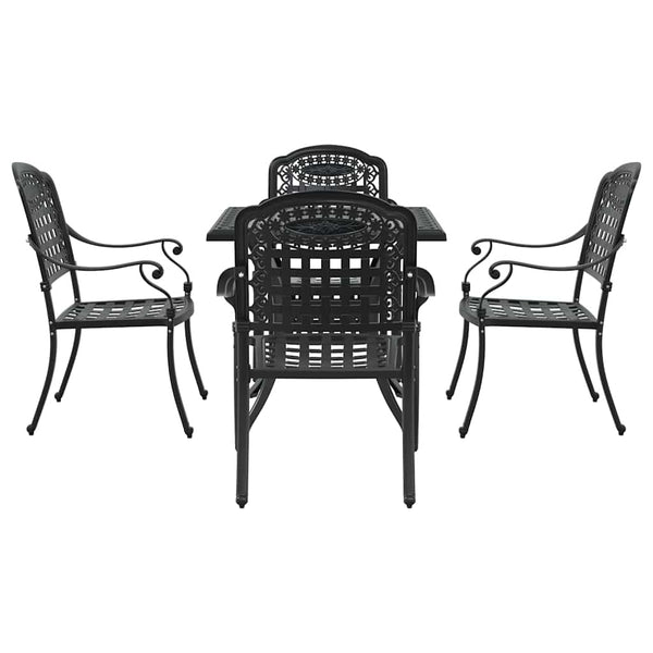 vidaXL Garden Dining Set 5 pcs Black Cast Aluminum
