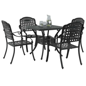 vidaXL Garden Dining Set 5 pcs Black Cast Aluminum