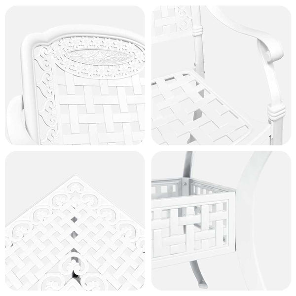 vidaXL Garden Table Set 5 pcs White Cast Aluminum