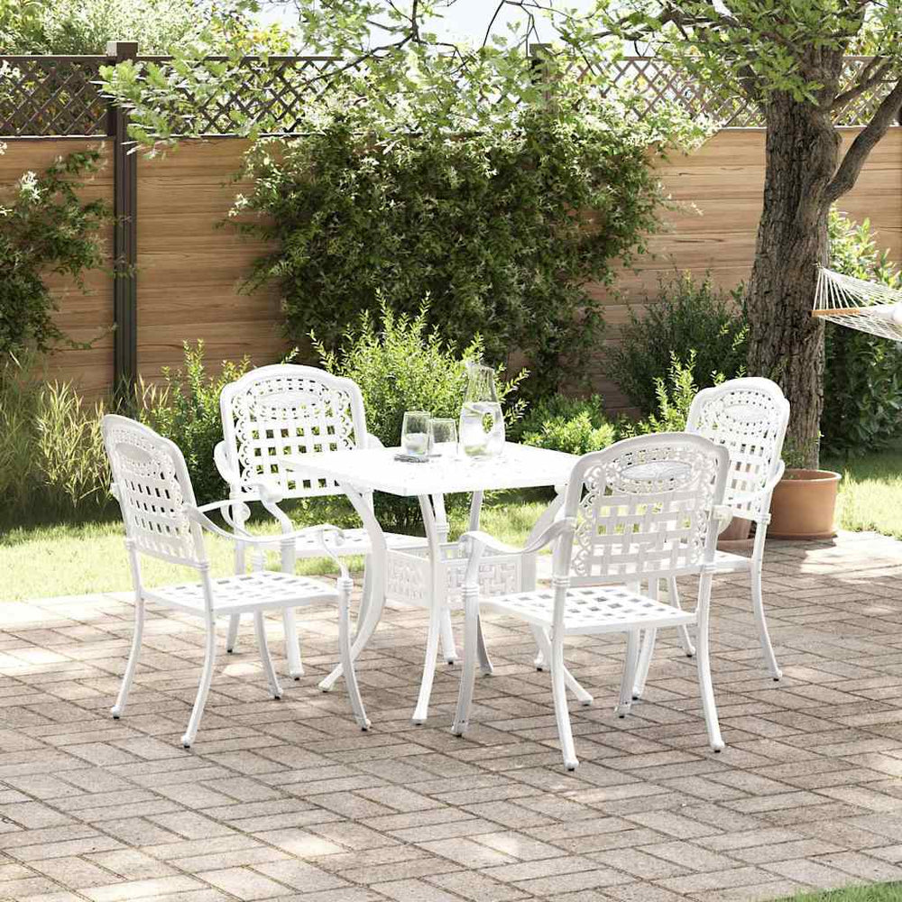 vidaXL Garden Table Set 5 pcs White Cast Aluminum