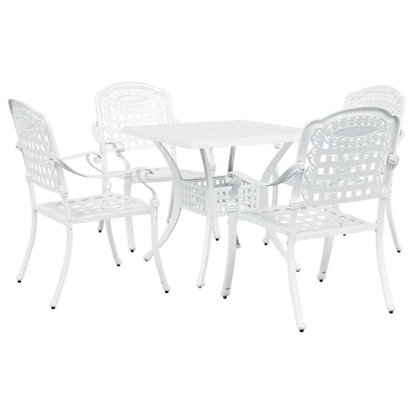 vidaXL Garden Table Set 5 pcs White Cast Aluminum