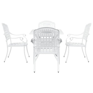 vidaXL Garden Table Set 5 pcs White Cast Aluminum