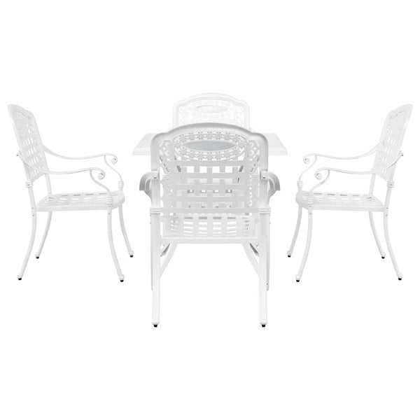 vidaXL Garden Table Set 5 pcs White Cast Aluminum