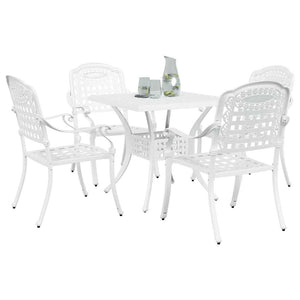 vidaXL Garden Table Set 5 pcs White Cast Aluminum