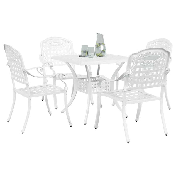 vidaXL Garden Table Set 5 pcs White Cast Aluminum