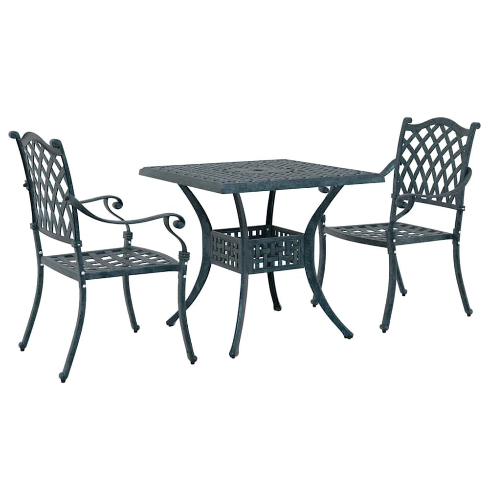 vidaXL Garden Table Set 3 pcs Green Cast Aluminum