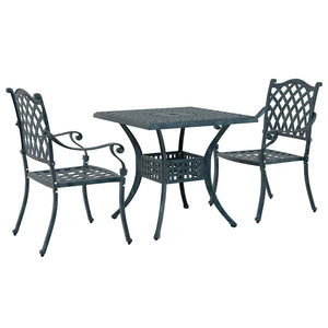 vidaXL Garden Table Set 3 pcs Green Cast Aluminum