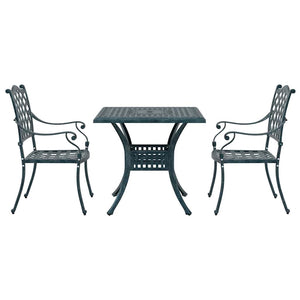 vidaXL Garden Table Set 3 pcs Green Cast Aluminum