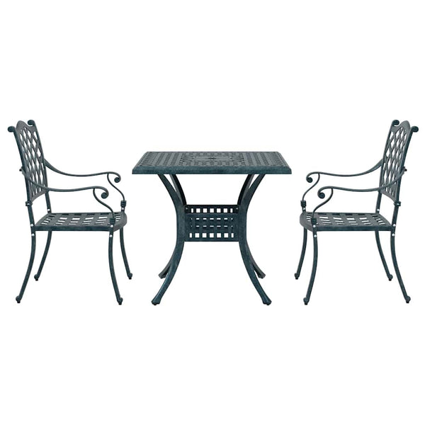 vidaXL Garden Table Set 3 pcs Green Cast Aluminum