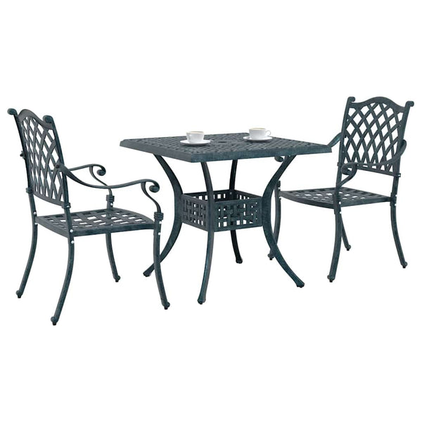 vidaXL Garden Table Set 3 pcs Green Cast Aluminum