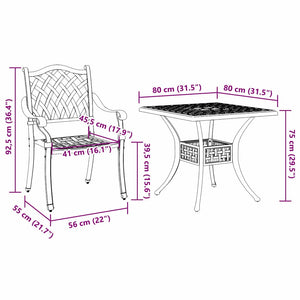 vidaXL Garden Table Set 3 pcs Green Cast Aluminum