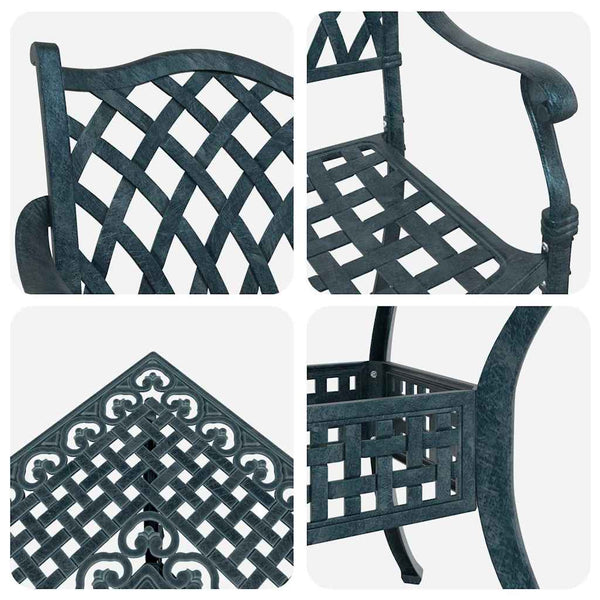 vidaXL Garden Table Set 5 pcs Green Cast Aluminum
