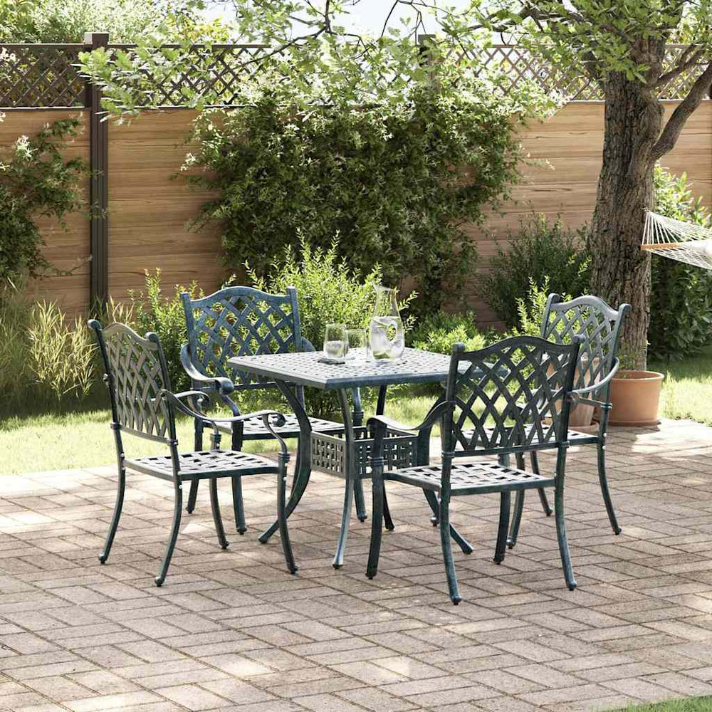 vidaXL Garden Table Set 5 pcs Green Cast Aluminum