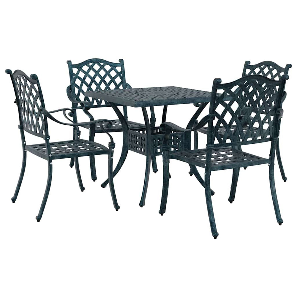 vidaXL Garden Table Set 5 pcs Green Cast Aluminum