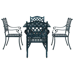 vidaXL Garden Table Set 5 pcs Green Cast Aluminum
