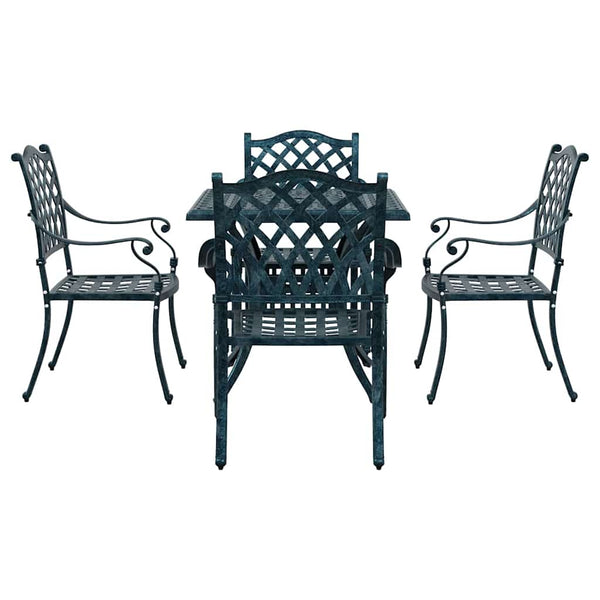 vidaXL Garden Table Set 5 pcs Green Cast Aluminum