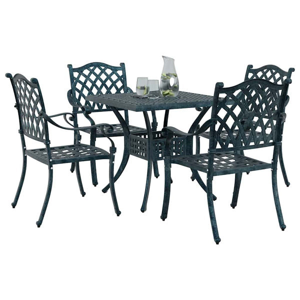 vidaXL Garden Table Set 5 pcs Green Cast Aluminum