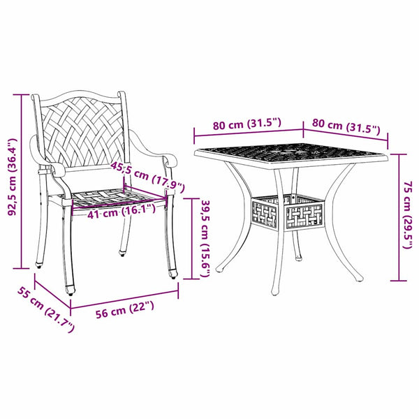 vidaXL Garden Table Set 5 pcs Green Cast Aluminum