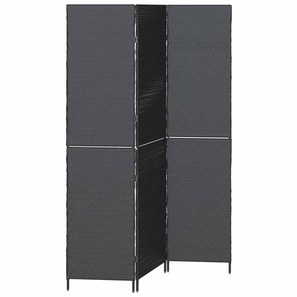 vidaXL Room Divider Black 146 x 180 cm Poly Rattan
