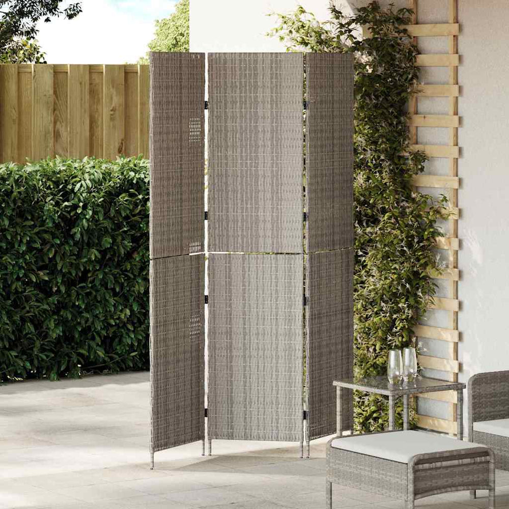 vidaXL Room Divider Gray 146 x 180 cm Poly Rattan