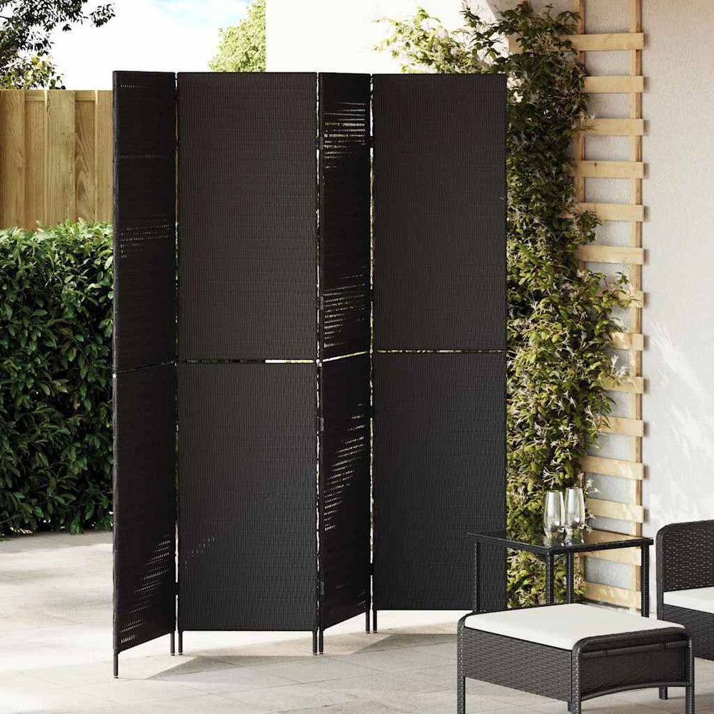vidaXL Room Divider Black 195 x 180 cm Poly Rattan
