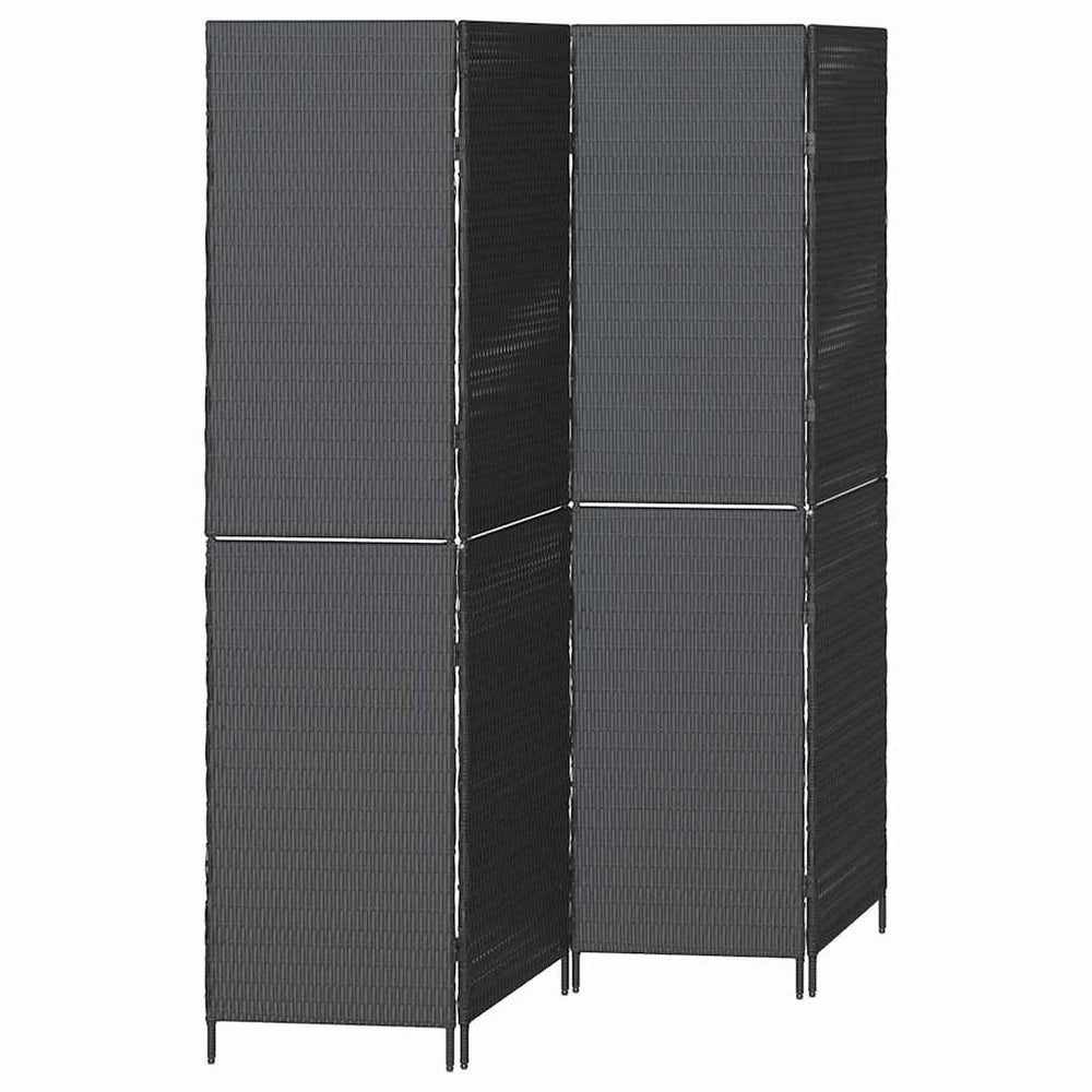 vidaXL Room Divider Black 195 x 180 cm Poly Rattan