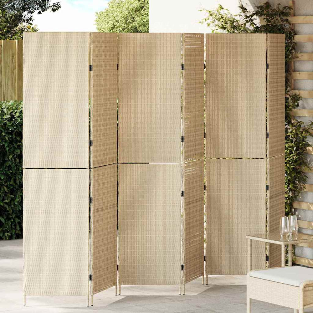 Beiger Raumteiler 292x180 cm Poly-Rattan