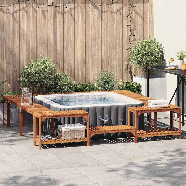 vidaXL Hot Tub Surround Brown 255 x 255 x 55.5 cm Solid Acacia Wood
