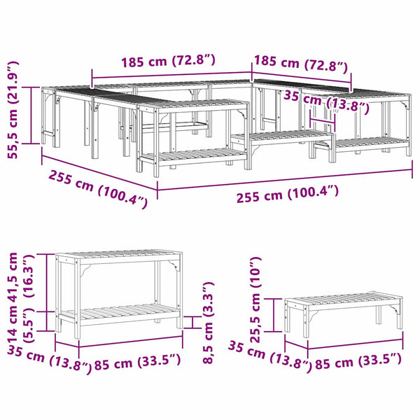 vidaXL Hot Tub Surround Brown 255 x 255 x 55.5 cm Solid Acacia Wood