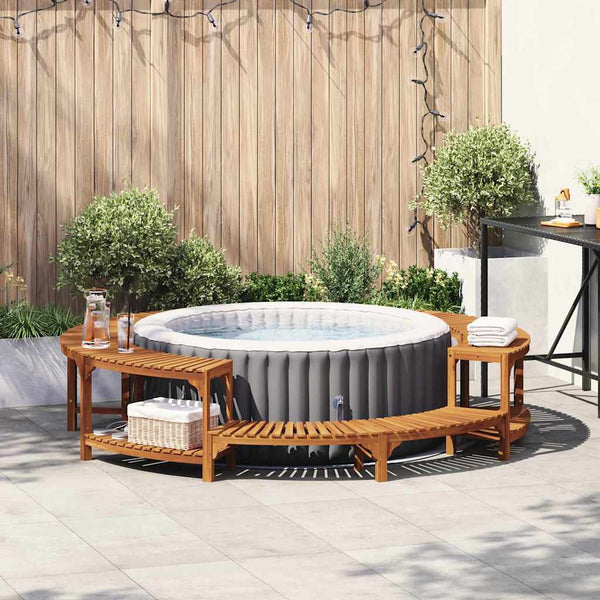 vidaXL Hot Tub Surround Brown Ø255 x 55.5 cm Solid Acacia Wood