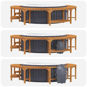 vidaXL Hot Tub Surround Brown Ø255 x 55.5 cm Solid Acacia Wood