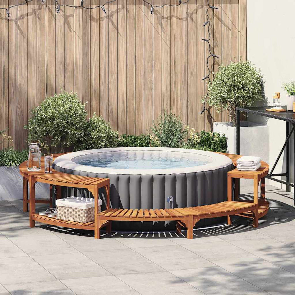 vidaXL Hot Tub Surround Brown Ø275 x 55.5 cm Solid Acacia Wood