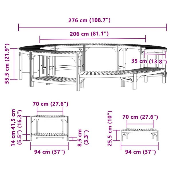vidaXL Hot Tub Surround Brown Ø275 x 55.5 cm Solid Acacia Wood