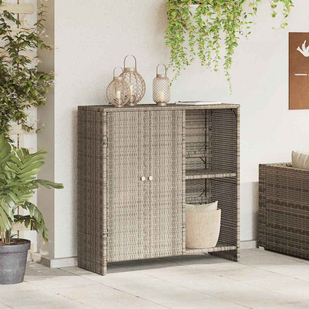 vidaXL Storage Cabinet with Door Light Gray 100 x 36 x 102 cm Rattan