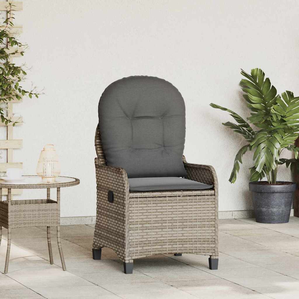 vidaXL Sun Lounger with Cushion Grey 56 x 66 x 95 cm Poly Rattan