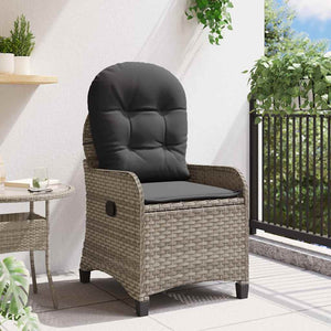 vidaXL Sun Lounger with Cushion Grey 56 x 66 x 95 cm Poly Rattan