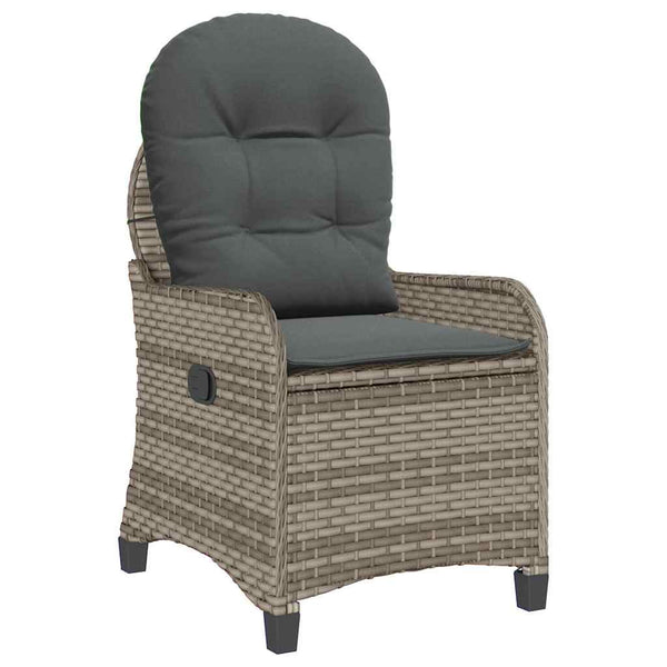 vidaXL Sun Lounger with Cushion Grey 56 x 66 x 95 cm Poly Rattan