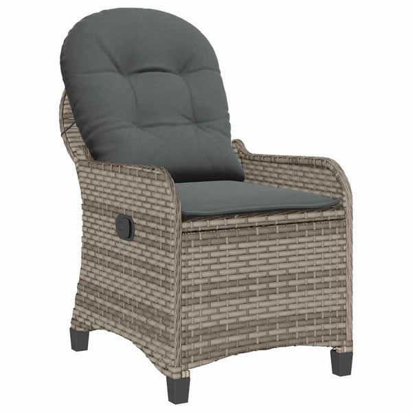 vidaXL Sun Lounger with Cushion Grey 56 x 66 x 95 cm Poly Rattan