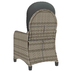 vidaXL Sun Lounger with Cushion Grey 56 x 66 x 95 cm Poly Rattan