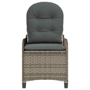 vidaXL Sun Lounger with Cushion Grey 56 x 66 x 95 cm Poly Rattan