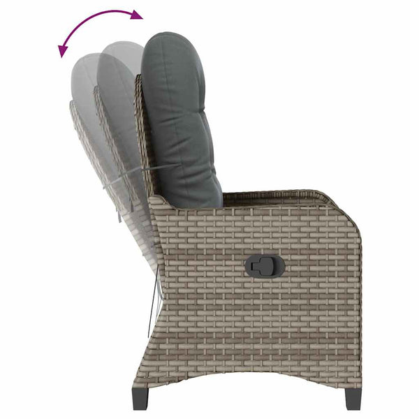 vidaXL Sun Lounger with Cushion Grey 56 x 66 x 95 cm Poly Rattan